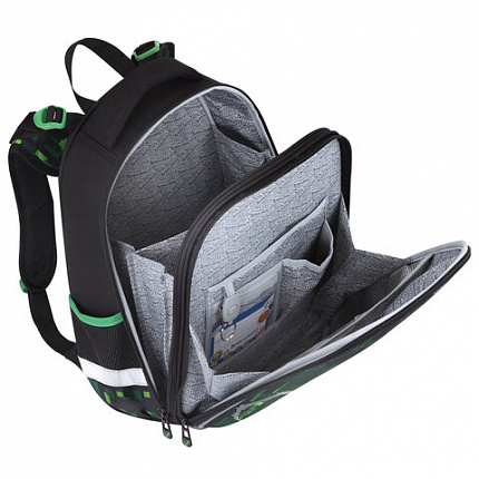 Ранец BRAUBERG PREMIUM, 2 отделения, с брелоком, "Digital spider", LED-ЛАМПОЧКИ, 38х29х16 см, 273101