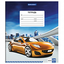 Тетрадь 24 л. BRAUBERG, клетка, обложка картон, DRIVE CAR, 403005