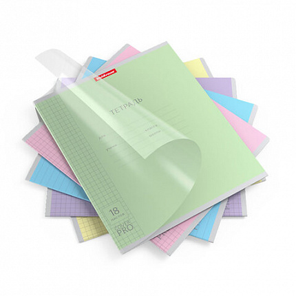 Тетрадь обложка пластик, 18 л. клетка, Erich Krause, CoverPro (микс в спайке), 56356