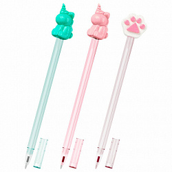 Ручка с топпером с блёстками шариковая масляная FUNSTER "SHINY MIX", СИНЯЯ, корпус ассорти, пишущий узел 0,7мм, линия письма 0,35 мм, 144371