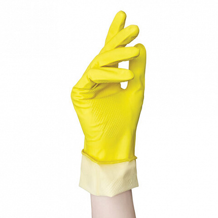 Перчатки МНОГОРАЗОВЫЕ латексные AVIORA, размер 6,5-7, S (малый), желтые, вес 33 г, 402-566