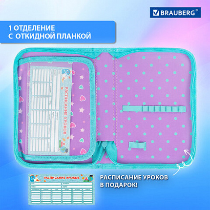 Пенал BRAUBERG, 1 отделение, 1 откидная планка, полиэстер, 21х14 см, "Забавные котята", 273523