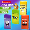 Ластик кросс-серия МОНСТРИКИ, 50х24х10 мм, прямоугольный, картонный держатель, ассорти, ЭКО ПВХ, BRAUBERG, 273236