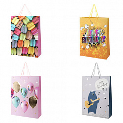 Пакет подарочный (1 штука) 33х13х45 см (XL), "Birthday Collection", ассорти, фольга, ЗОЛОТАЯ СКАЗКА, 700826