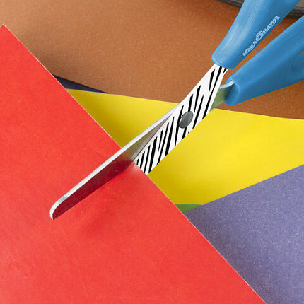 Ножницы ЮНЛАНДИЯ "САФАРИ", 130 мм, с цветной печатью, картонная упаковка с подвесом, ассорти, 236986