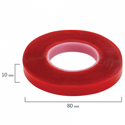 Монтажная прозрачная суперпрочная двухсторонняя лента 10 мм х 5 м, акриловая, толщина 1 мм, WBZ (ВБЗ), 700423