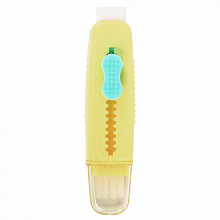 Ластики выдвижные с кистью 2 в 1 BRAUBERG "Slider Duo", НАБОР 4 ШТУКИ, 85х21х15 мм, пастельные цвета ассорти, блистер, 271993