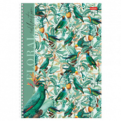 Тетрадь А4 80 л., HATBER, гребень, клетка, матовая ламинация, "Floral collection" (микс в спайке), 082972, 80Т4лВ1гр