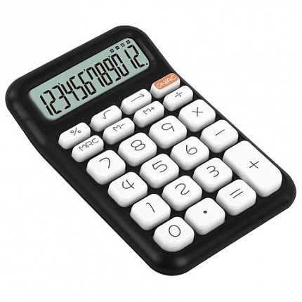 Калькулятор настольный BRAUBERG KW-500-BK (93x148 мм), 3D-кнопки, 12 разрядов, черный, 272954