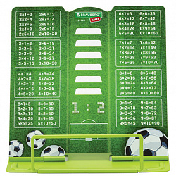 Подставка для книг и учебников BRAUBERG KIDS mini "Football" с таблицей умножения, регулируемый угол наклона, металлическая, 238968