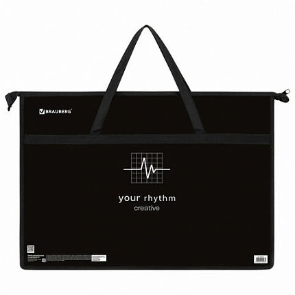 Папка для рисунков и чертежей с ручками BRAUBERG А3, пластик, молния сверху, "Creative", 273411