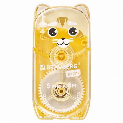 Корректирующая лента BRAUBERG KIDS "ЗВЕРЯТА", 5 мм х 8 м, механизм перемотки, корпус ассорти, блистер, 272499