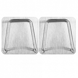 Крючки самоклеящиеся 5х5 см для ванной комнаты, кухни, КОМПЛЕКТ 2 шт., нержавеющая сталь, LAIMA Home, 608798