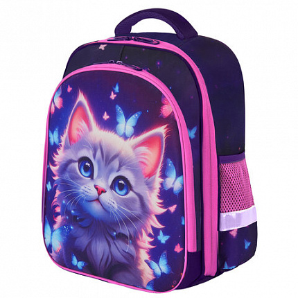 Ранец BRAUBERG KIDS STANDARD, 2 отделения, "Любознательный кот", 36х28х14 см, 273145