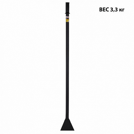 Ледоруб-топор шириной 14 см, ВЕС 3,3 кг, металлическая ручка 120 см, D=34 мм, СУПЕРУСИЛЕННЫЙ, черная порошковая окраска, ГРАНДМАСТЕР, 700346