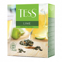 Чай TESS "Lime" зеленый с цедрой цитрусовых, 100 пакетиков в конвертах по 1,5 г, 2098-09