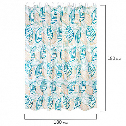 Шторка для ванной PEVA, 180х180 см, кольца в комплекте, дизайн ассорти, РАСТЕНИЯ, PRIMILA (ПРИМИЛА), 700076