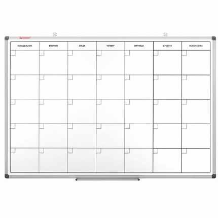 Доска-планинг НА МЕСЯЦ магнитно-маркерная 60х90 см, алюминиевая рамка, BRAUBERG "Extra", 237564