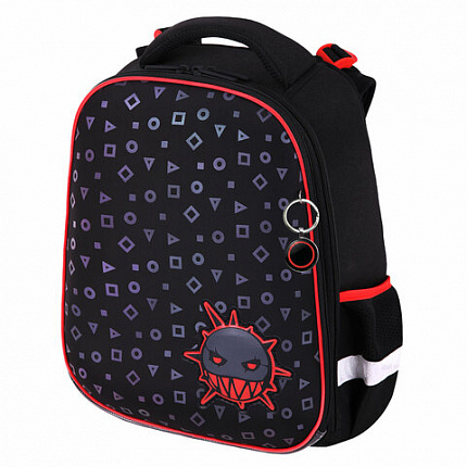 Ранец BRAUBERG LUMINOUS, 2 отделения, с брелком, "Danger", СВЕТЯЩИЙСЯ РИСУНОК, 38х29х16 см, 272069