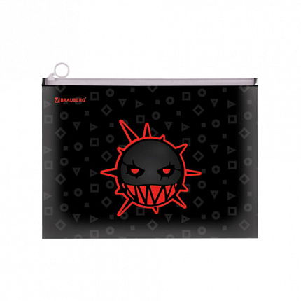 Папка для тетрадей BRAUBERG А4, 1 отделение, пластик, на zip-lock молнии, Danger, 272105