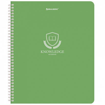 Тетрадь А5, 48 л., BRAUBERG, гребень, клетка, матовая ламинация, "Knowledge" (микс в спайке), 405324