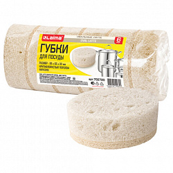 Губки для посуды 9,5х6,5х3,2 см, ОВАЛЬНЫЕ, КОМПЛЕКТ 6 штук, ПЕНОЭФФЕКТ, ПОРИСТЫЕ, "LATTE", LAIMA, 702720