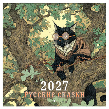 Календарь настенный перекидной 2027г, BRAUBERG, 12 листов, 28,5х28,5см, "Русские сказки", 118419
