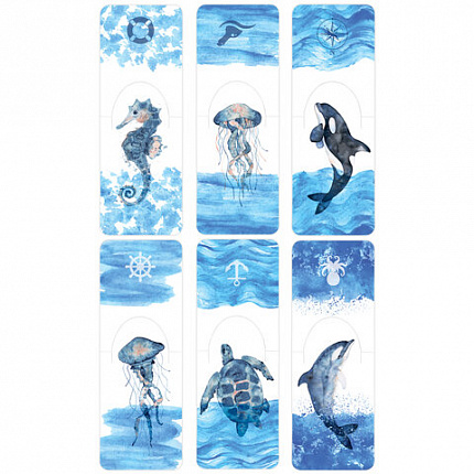 Закладки для книг МАГНИТНЫЕ c высечкой, "MARINE LIFE", набор 6 шт., 35х25 мм, BRAUBERG, 113163