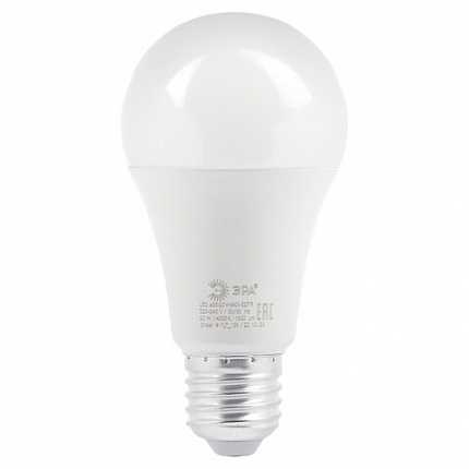 Лампа светодиодная ЭРА, 20(150)Вт, цоколь Е27, груша, нейтральный белый, 25000 ч, LED A65-20W-4000-E27, Б0049637