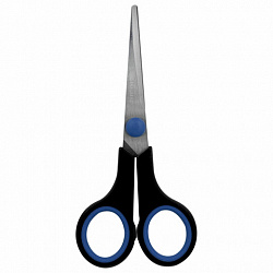 Ножницы BRAUBERG "Soft Grip", 140 мм, черно-синие, резиновые вставки, 3-сторонняя заточка, 230760