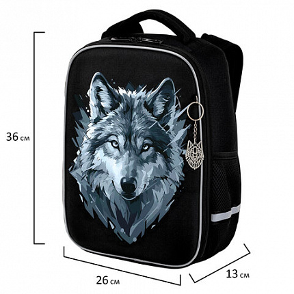 Ранец BRAUBERG LIGHT, 1 отделение, с брелком, Gray wolf, 36х26х13 см, 273111