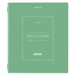 Тетрадь предметная CLASSIC 48 л., рельефный картон, матовая ламинация, БИОЛОГИЯ, клетка, подсказ, BRAUBERG, 405138
