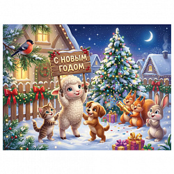 Пазл картонный "Оживи мультфильм-Новый год" 35 элементов АССОРТИ, 300х215мм, 6 видов,