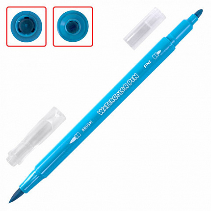 Фломастеры двусторонние с кистью 12 цветов (кисть/классический), СУПЕРКЕЙС, BRAUBERG KIDS, 152188