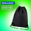 Мешок для обуви BRAUBERG плотный, карман на молнии, подкладка, 43х33 см, "Neon Green", 271625
