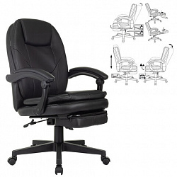 Кресло офисное CH-868N-BF, синхромеханизм, подставка для ног, экокожа, черное, 2018358