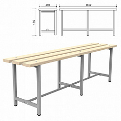Скамья деревянная на металлокаркасе "СТ 3", 1500х350х460 мм, регулируемые опоры, каркас металлический серый, сиденье дерево