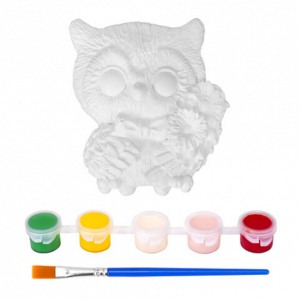 Фигурка-раскраска из гипса "С открыткой", с красками и кистью, ассорти, BRAUBERG KIDS, 666011