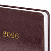 Ежедневник датированный 2026 А5 138х213 мм, BRAUBERG "Elegant", под кожу, застежка, бордовый, 117367