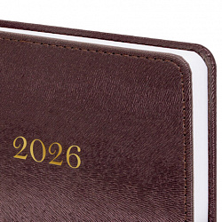 Ежедневник датированный 2026 А5 138х213 мм, BRAUBERG "Elegant", под кожу, застежка, бордовый, 117367