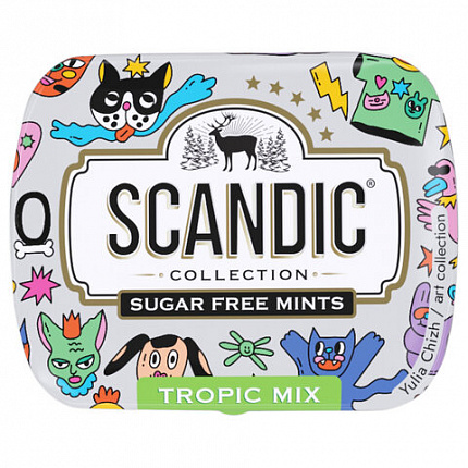 Драже освежающие SCANDIC без сахара со вкусом "Тропический микс", 14 г.