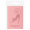 Обложка для паспорта, мягкий полиуретан, "Кошка", персиковая, STAFF, 237615