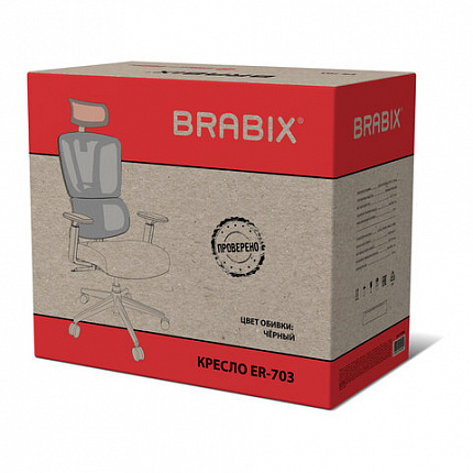 Кресло BRABIX PREMIUM "Veyron ER-703", адаптивный механизм, регулируемый подголовник, сетка/ткань, черное, 532966