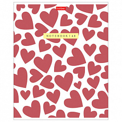 Тетрадь обложка пластик, А5 48 л., скоба, клетка, HATBER, "LOVE IS..." (микс в спайке), 092371, 48Т5В1пл