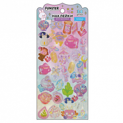 Наклейки гелевые "Акварельные мечты", 17,5х9 см, ассорти 6 видов, FUNSTER (ФАНСТЕР), 666096