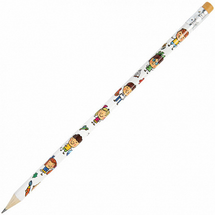 Карандаш чернографитный ПИФАГОР "ЭНИКИ-БЕНИКИ", 1 шт., HB, с ластиком, корпус ассорти, 181787