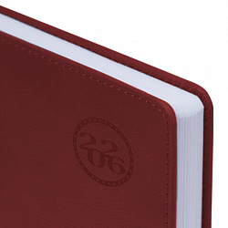 Ежедневник датированный 2026 БОЛЬШОЙ ФОРМАТ 210х297 мм, А4, BRAUBERG "Favorite", под кожу, бордо, 117240