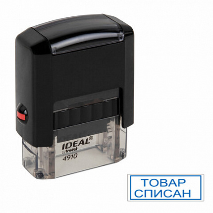 Оснастка для штампа, оттиска 26х9 мм, синий, TRODAT IDEAL 4910 P2, корпус черный, подушка, 125414