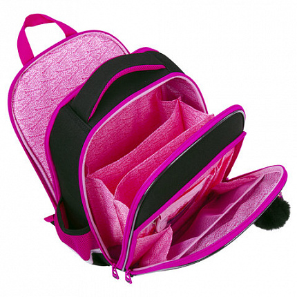 Ранец BRAUBERG QUADRO, 3 отделения, с брелоком, "Black cat", 37х28х18 см, 271358