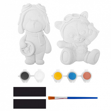 Фигурка-раскраска из гипса "С магнитом", с красками и кистью, ассорти, BRAUBERG KIDS, 666010